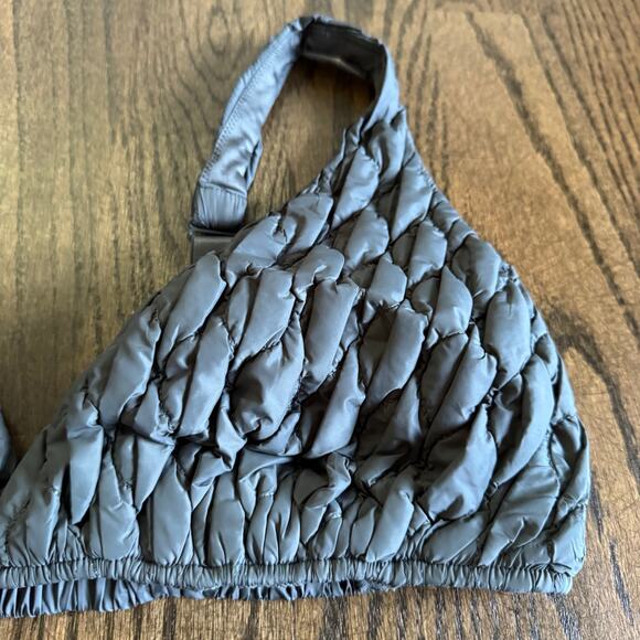 Skims RARE Quilted Bralette and Thong Panty Set Gunmetal Gray Plus Size 3X/2X - Picture 3 of 11